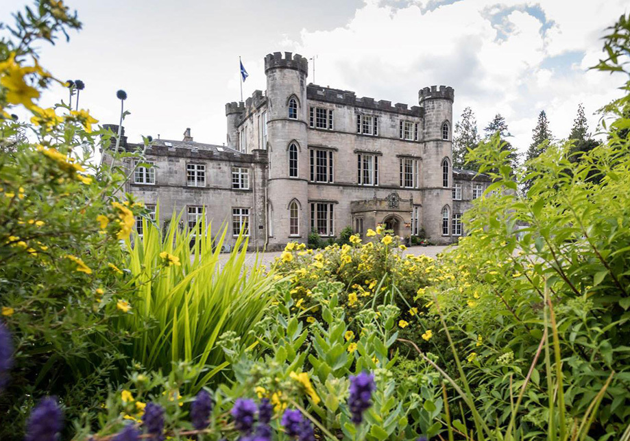 Melville Castle with greenery in foreground